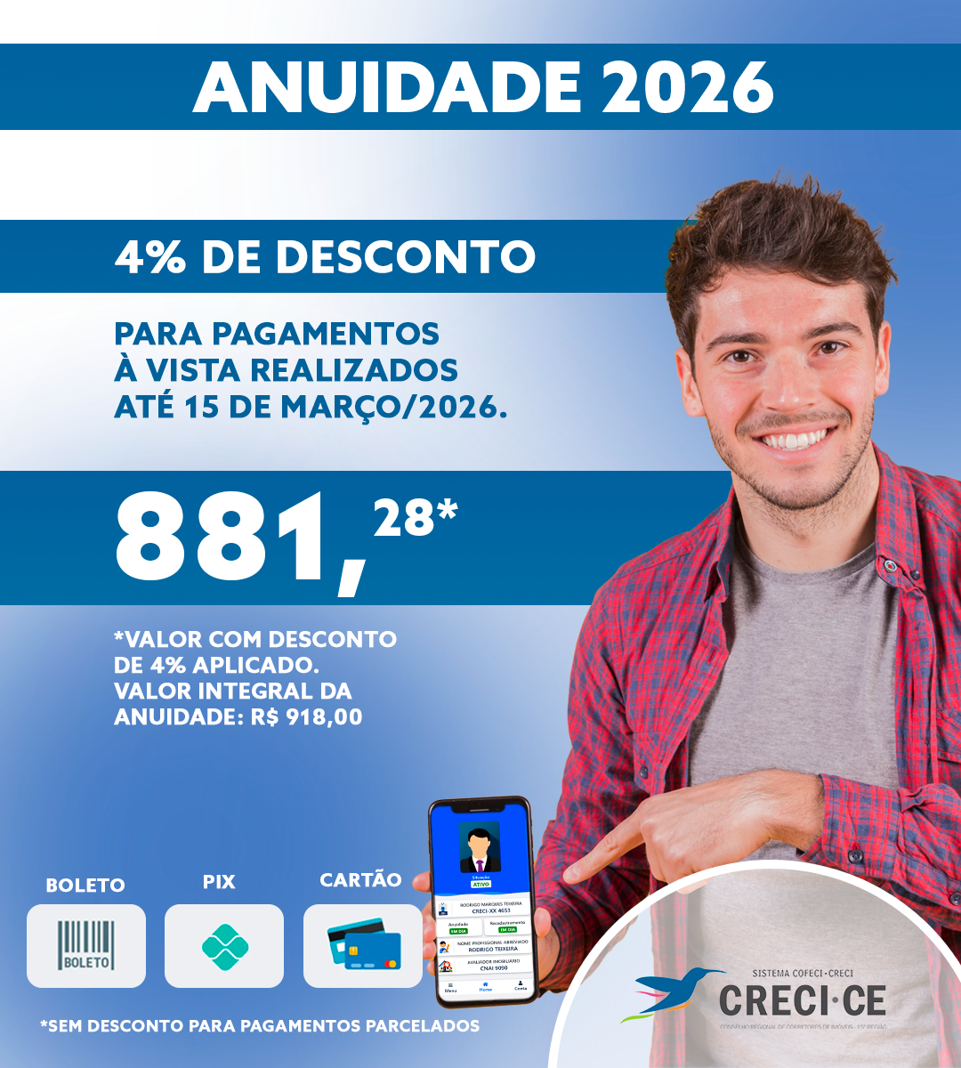 DESCONTO MARÇO - ANUIDADE 2026